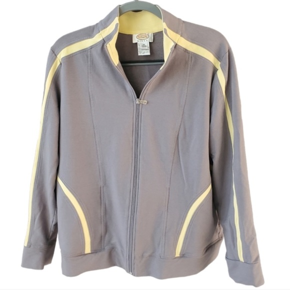 Talbots Jackets & Blazers - Talbots Gray Yellow Full Zip Track Jacket Size 1X